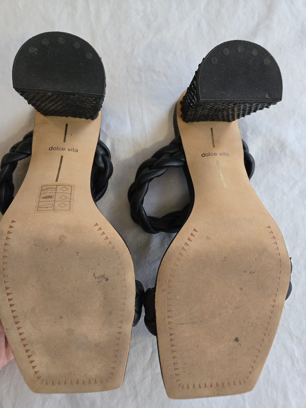 Dolce Vita Paily Braided Double-Strap Black Block Heel Sandals HAL3 - Picture 4 of 9